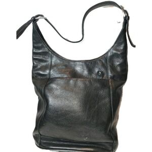 Black Leather Shoulder Bag. Genuine Leather Made In India. Unbranded. EUC